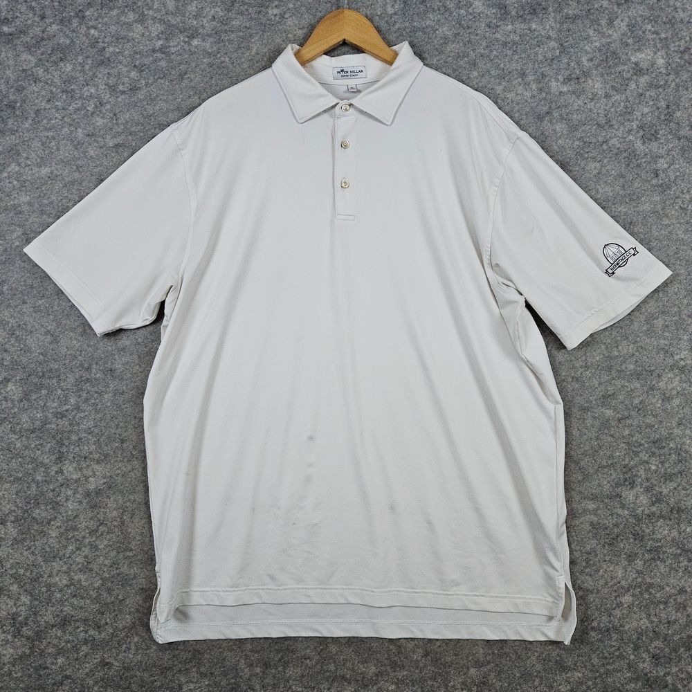Peter Millar Summer Comfort Men's Golf Polo Size XL Shirt White Hermitage STAINS